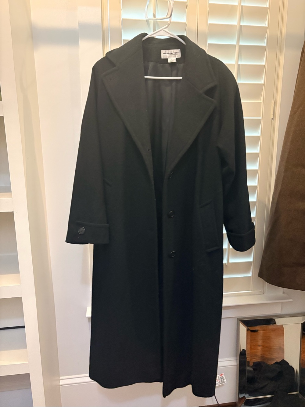 Preston & York Black Long 100% wool Coat